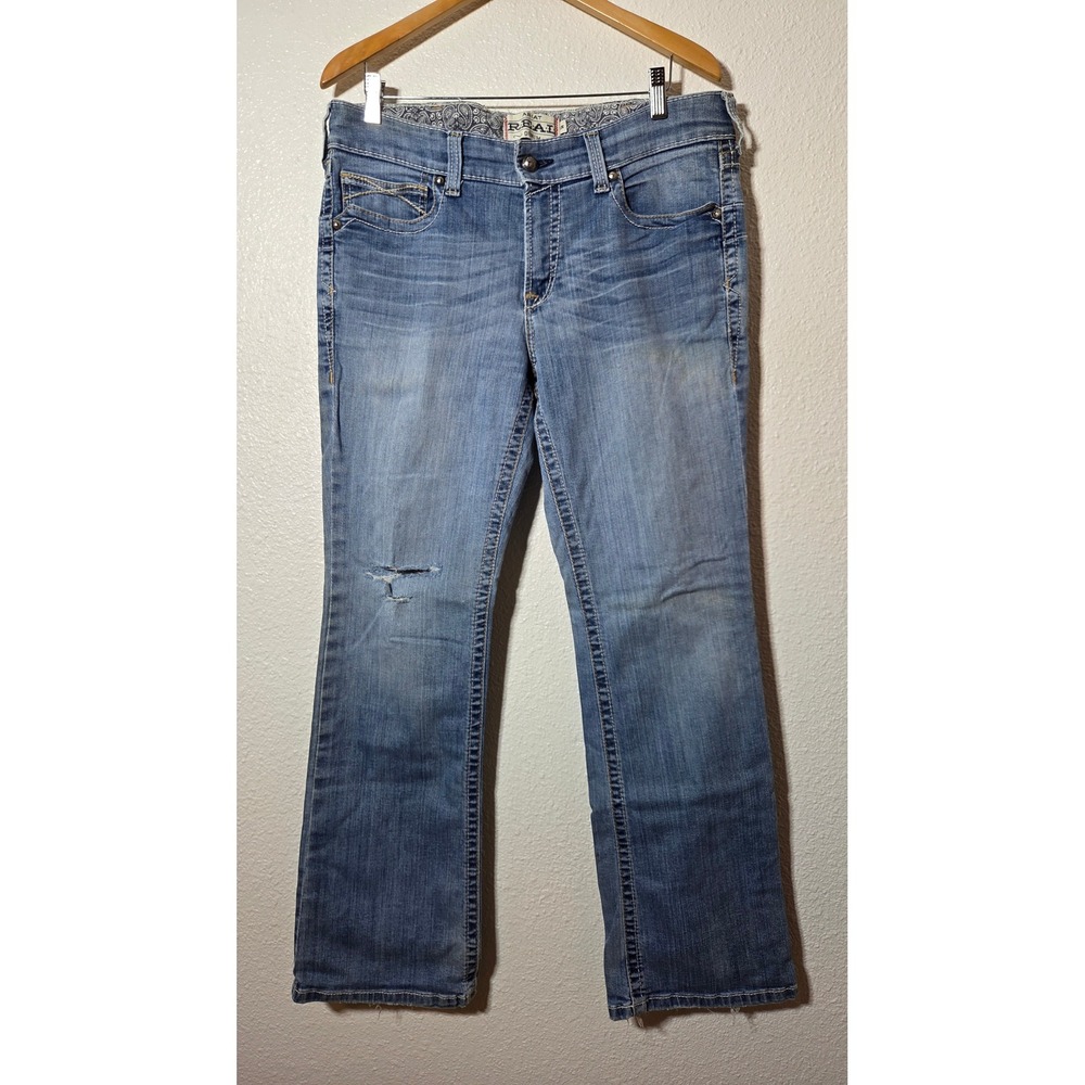 Ariat Jeans Women's 32R Blue REAL Denim Boot Cut Distressed Western Cowgirl Y2K